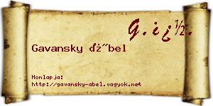 Gavansky Ábel névjegykártya